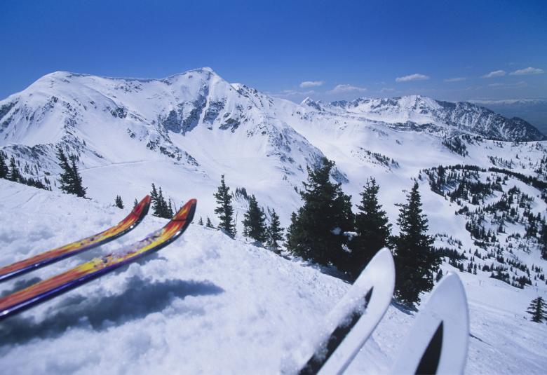 Ski tips on mountain