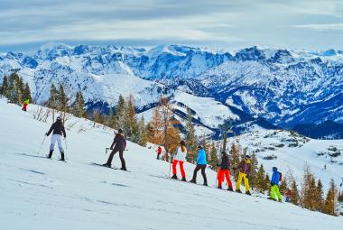 Ski school on mountain