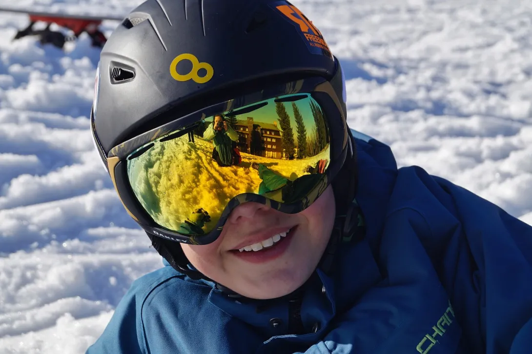 Ski helmet on a kid