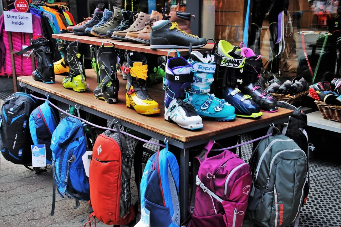 Ski boots in a shop