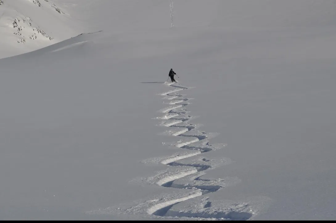 Skier on fresh powder