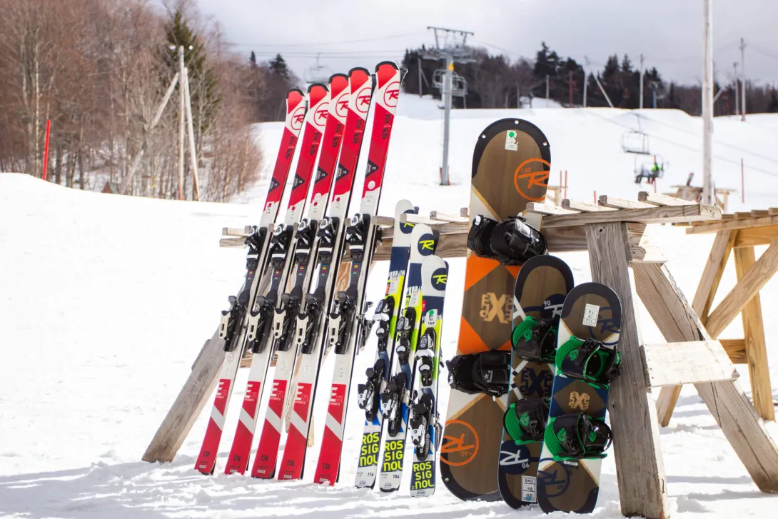 skis on a mountain