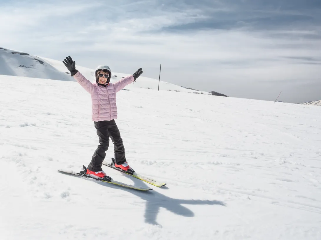 Girl excited to ski