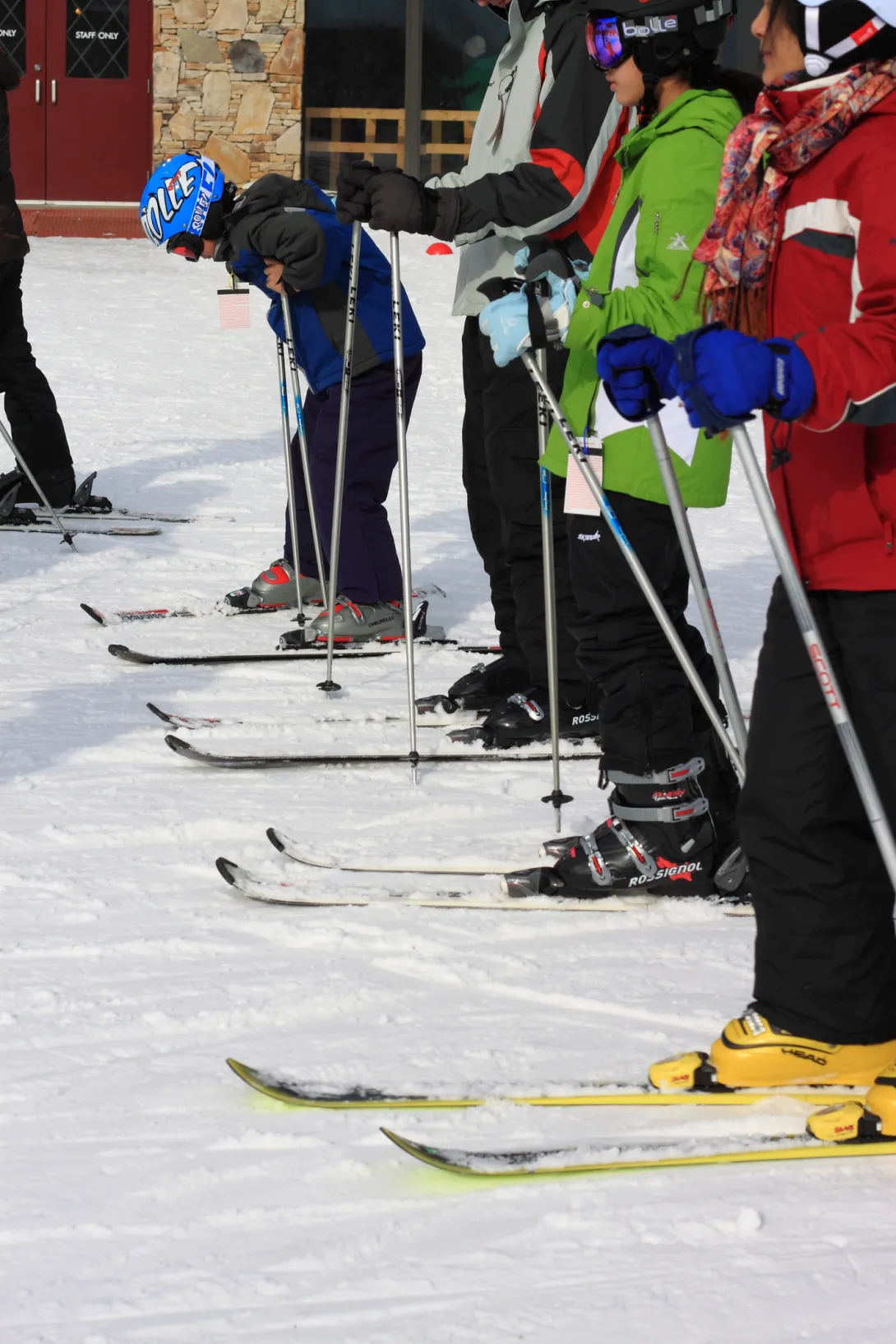 Ski class lined up for a class