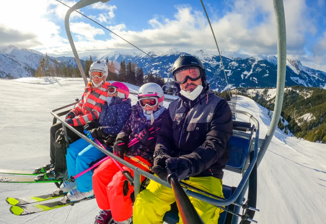 Family on chairlift