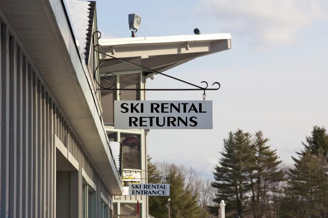 Ski rental sign
