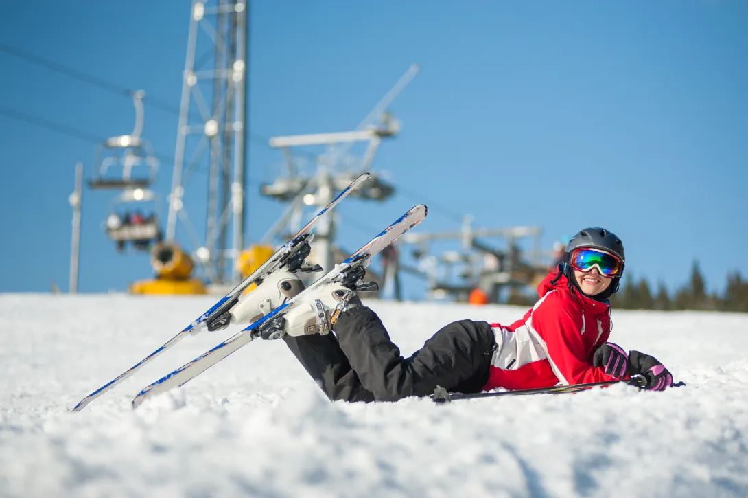 Woman skier with ski 