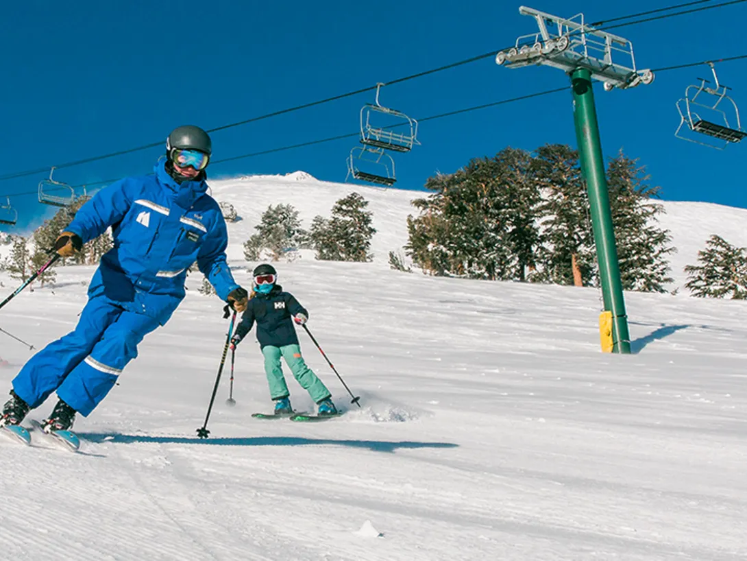 Kirkwood resort with ski instructor during lesson