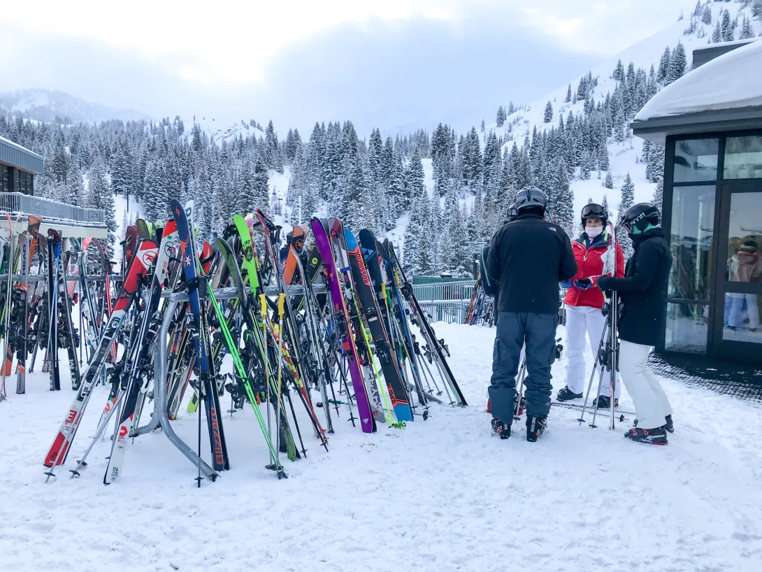 Skiers at Alta ski resort