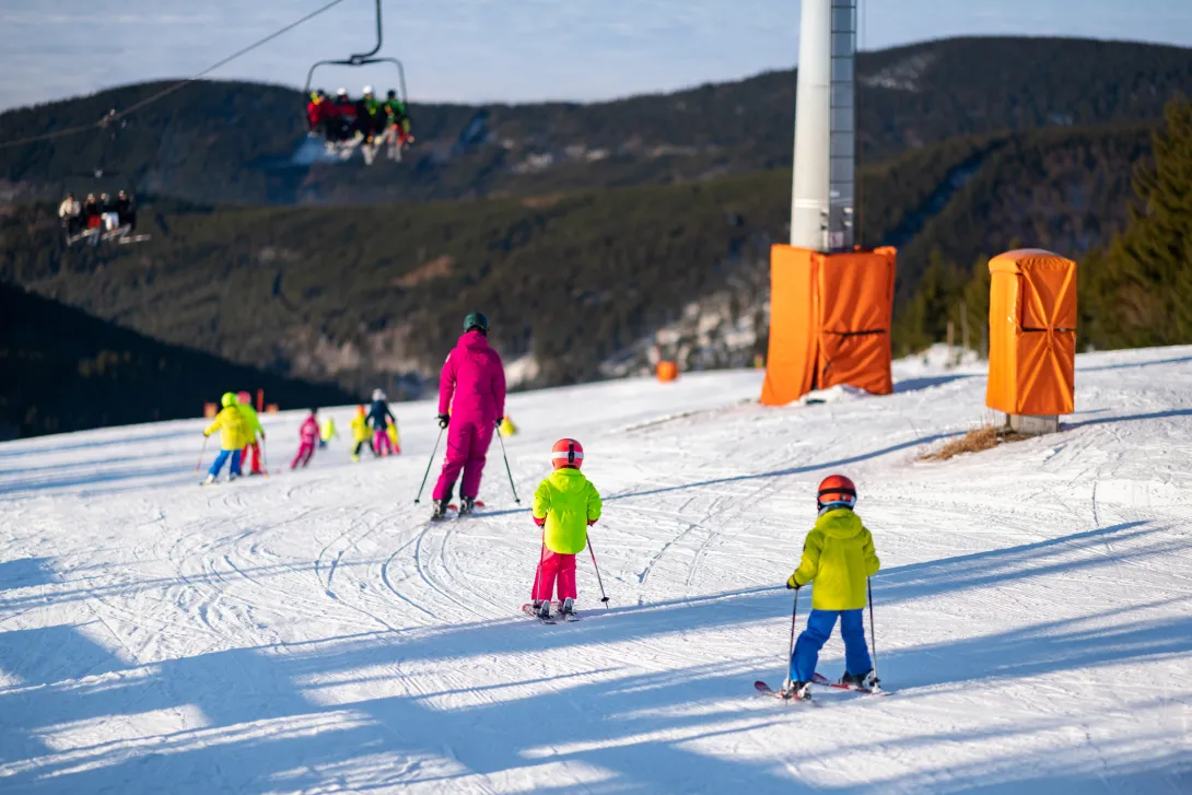 Group of children on the ski slope