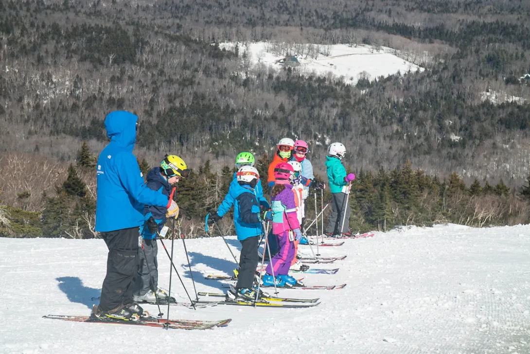 Ski lesson on the mountain