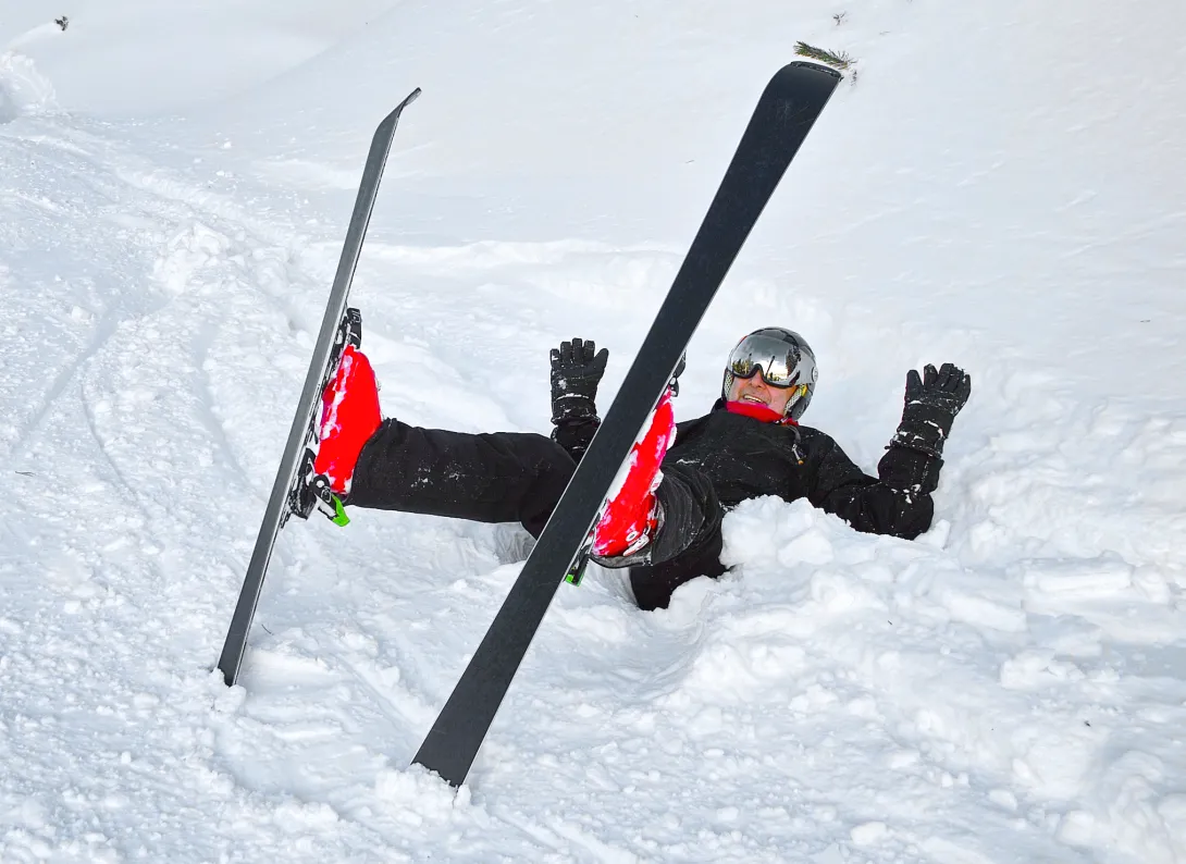 Man in snow with skis on