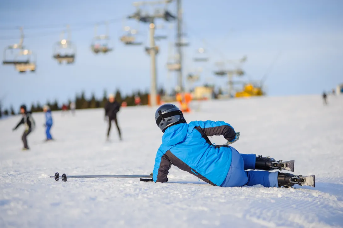 Skier trying to get up