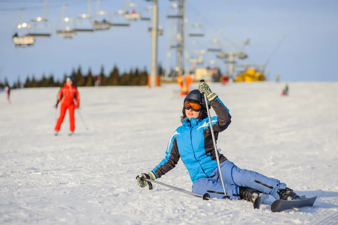 Skier trying to get up