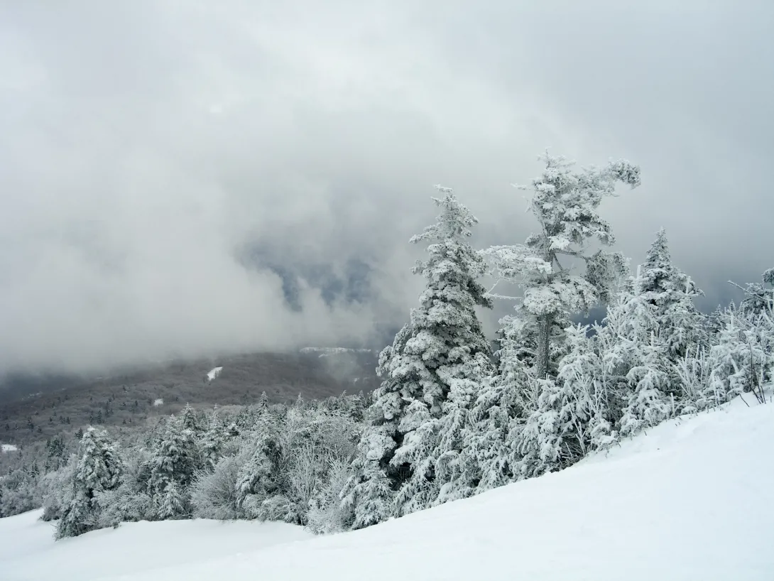 Snow on the mountain in Vermont
