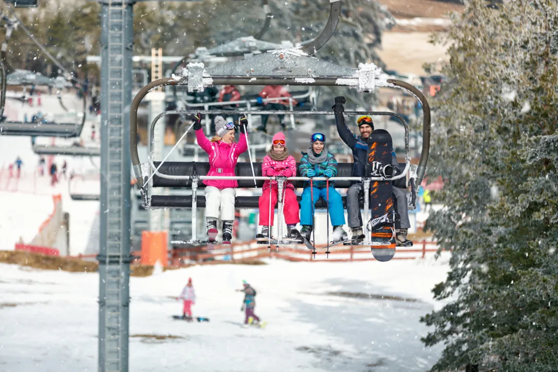 Family on chair lift