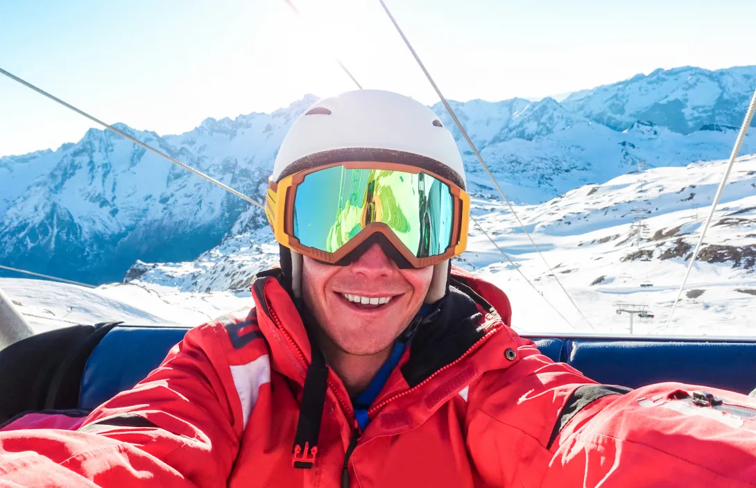 Taking a selfie on chair lift