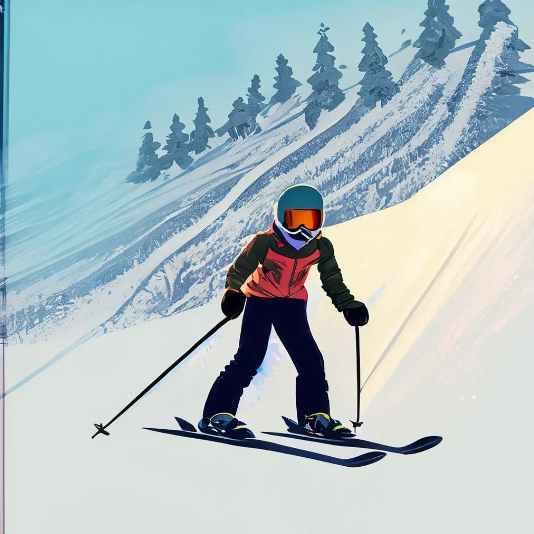Kid learning to ski