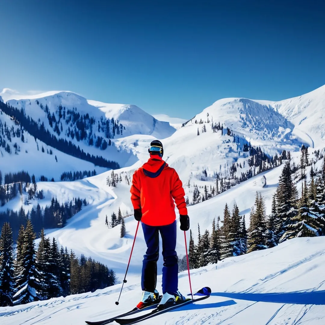 Man looking down the slope