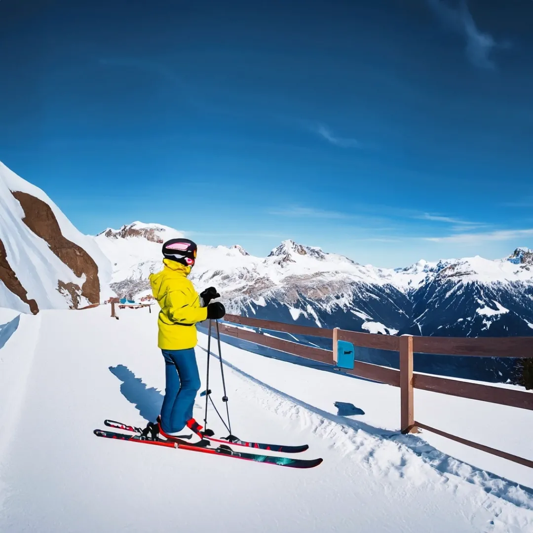 Skier wearing helmet