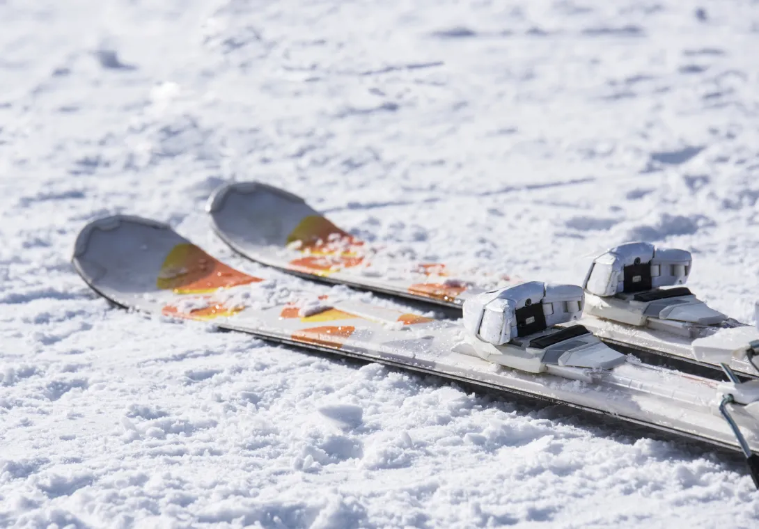 Skis on the snow
