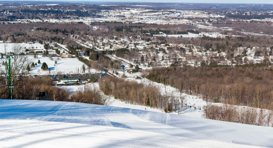 Wausau, Wisconsin, USA from the summit of Granite Peak Ski Hill in Rib Mountain State Park February 16th 2020, panoramic